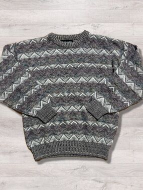Vintage 1990s Expressions International Men’s Knit Grandpa Sweater Medium Fall